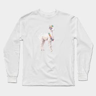 Baby Decorated Watercolor Llama Long Sleeve T-Shirt